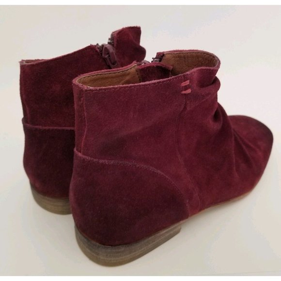 Jeffrey Campbell Speir Ruched Luxe Wine Suede Slouchy Ankle Boots Size 7.5 - Picture 3 of 7